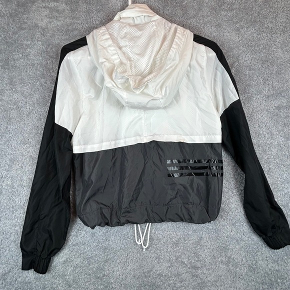Adidas Womens Colorblock Hooded Windbreaker Jacket White Black CY7320 Sm. *READ* - Picture 4 of 8